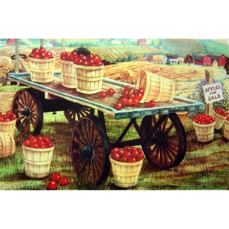 H2H Apple Wagon Doormat Rug, Green & Red - 18 x 30 in. H21708250